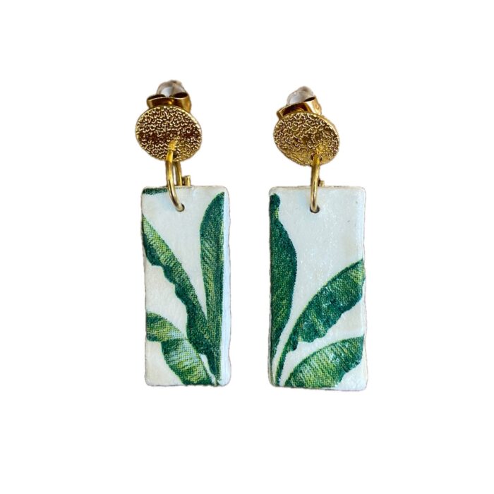 boucles d'oreilles terre rectangle palmier